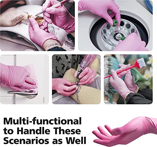 OriStout Pink Vinyl Gloves for Women 100 Pack