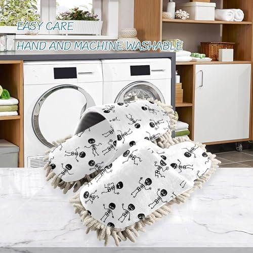 Burbuja Cartoon Skeletons Mop Slippers for Women Men