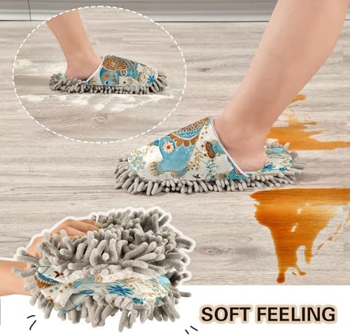 Zhirexin Mandala Textured Cleaning Mop Slippers