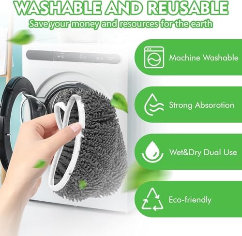 8Pcs Reusable Microfiber Mop Pads - Dry Wet Cleaning