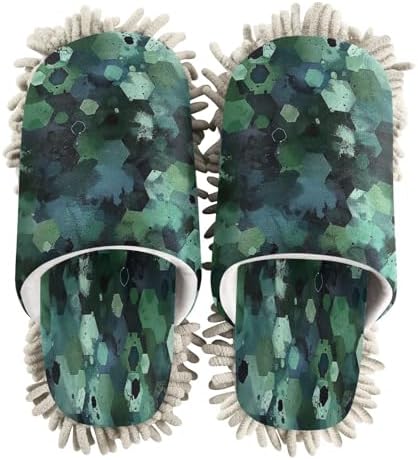 Zhirexin Dark Green Mop Slippers for Home Cleaning