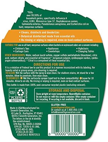 Seventh Generation Botanical Disinfecting Cleaner 26 oz Spray
