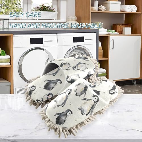 RunningBear White Cute Penguins Mop Slippers 1