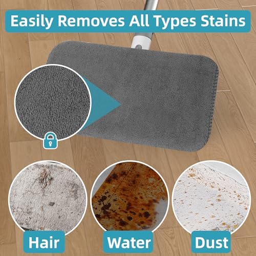 Microfiber Mop with 4 Pads and 512 Handle for Hardwood Tile Floors