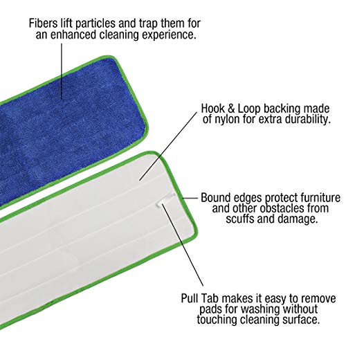 CleanAide All Purpose Super Absorbent Microfiber Mop Pads 6-Pack Green