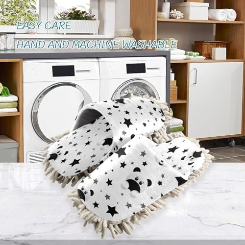 Bulletgxll Panda and Star Microfiber Cleaning Slippers