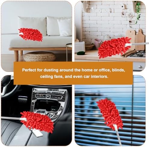 2pcs Microfiber Duster Refills for Ceiling Fans Heavy Duty Reusable Cleaning Accessories Red