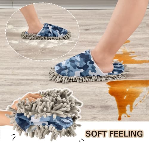 Zhirexin Blue Microfiber Mop Slippers for House Cleaning