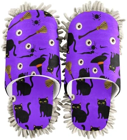 Burbuja Cats Witch Hats Eye Ball Mop Slippers for Home Kitchen Cleaning