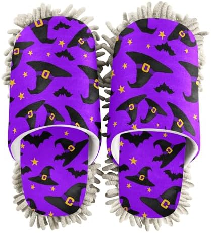 Burbuja Black Witch Hats Mop Slippers for Women Men