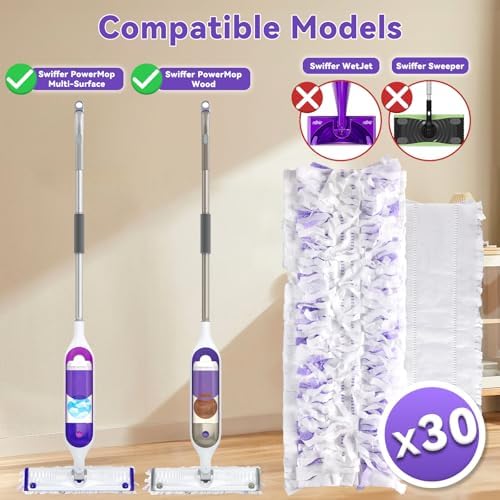 30 Pack Guettsy Power Mop Pads Refills - Heavy-Duty Multi-Surface Wood Floor Cleaning