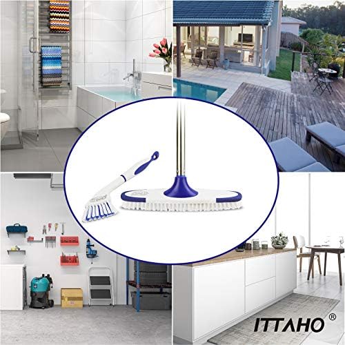 ITTAHO Floor Scrub Brush with 53 Long Handle - Deck Grout Cleaning Tool Set