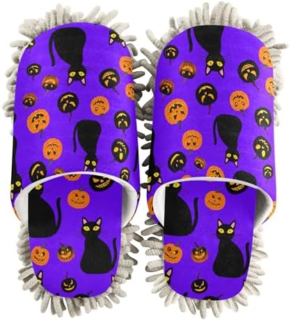 Burbuja Cats Pumpkins Mop Slippers for Wet and Dry Cleaning