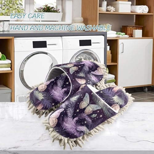 Butterfly Purple Mop Slippers Unisex Comfortable Cleaning Footwear