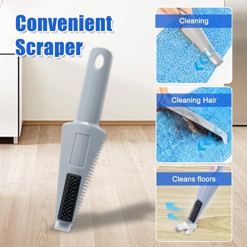 Flat Mop with Adjustable Handle 3 Sections Microfiber Mop Kit 4 Pads