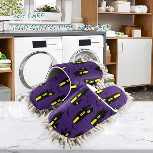 Burbuja Spooky Haunted Houses Mop Slippers for Home Kitchen