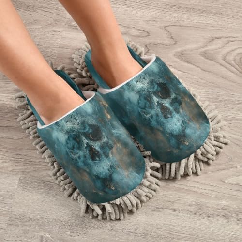 Zhirexin Green Misty Skeleton Mop Slippers