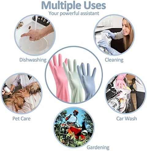 3pcs Waterproof Reusable Cleaning Gloves for Kitchen Laundry Garden