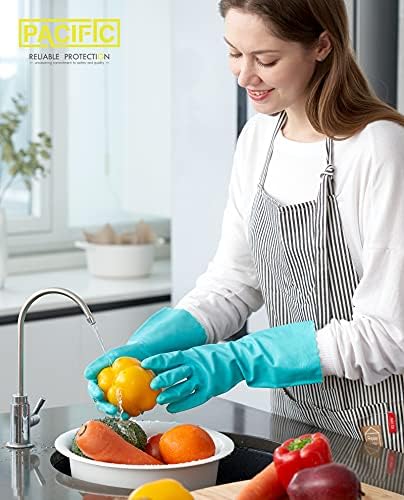 PACIFIC PPE 4 Pairs Reusable Dishwashing Gloves Green Medium