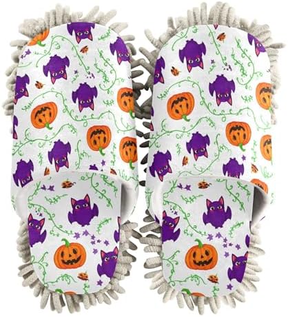 Burbuja Bats Pumpkins Mop Slippers for Women Men 5-8