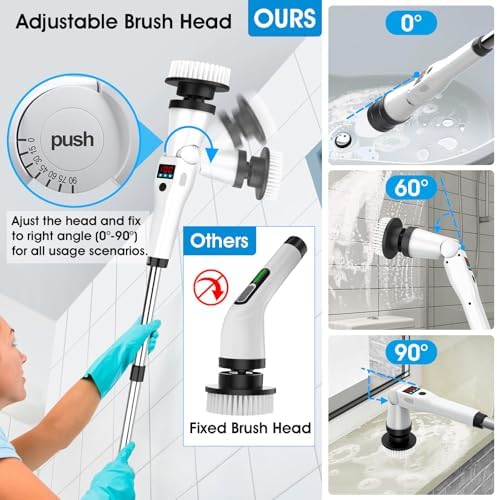 Hdyfix Electric Spin Scrubber with 3 Speeds Long Handle 5200mAh Battery