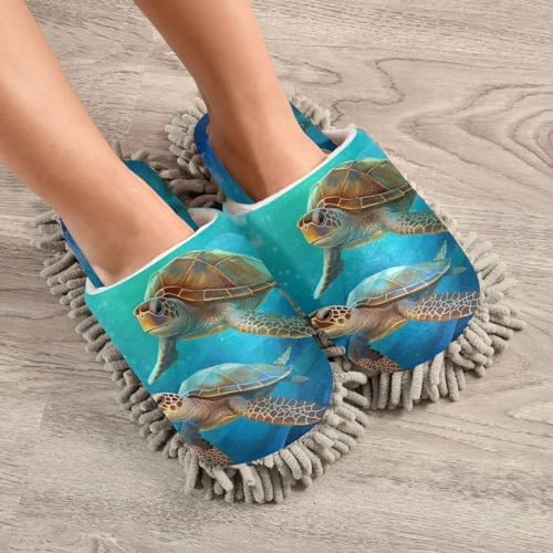 Bulletgxll Mop Slippers with Microfiber - Washable Floor Cleaning Slippers for Men Women