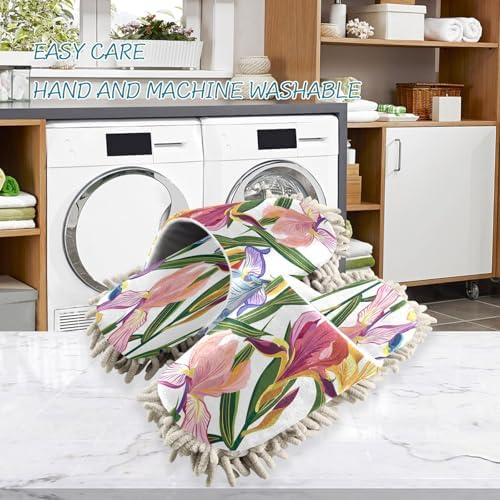 Zhirexin Colorful Flowers Microfiber Mop Slippers