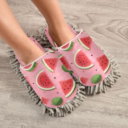 Watermelon Pattern Mopping Slippers for Men Women - Washable and Comfortable