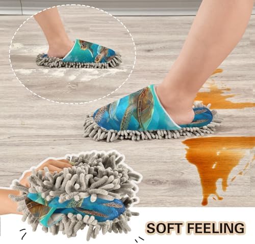 Bulletgxll Mop Slippers with Microfiber - Washable Floor Cleaning Slippers for Men Women