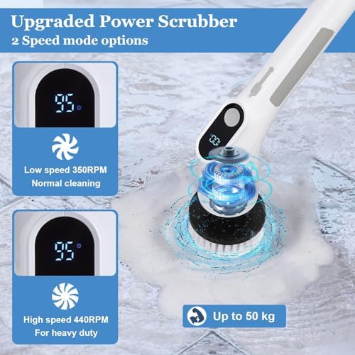 Fixm Cordless Electric Spin Scrubber with 2 Speeds and 11 Brush Heads