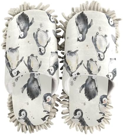 RunningBear White Cute Penguins Mop Slippers 1