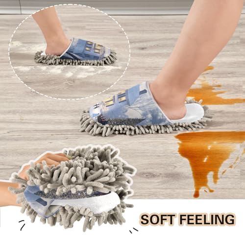 RunningBear White Christmas Design Mop Slippers for Home