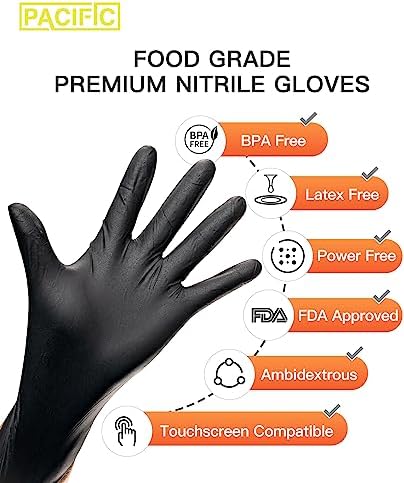 PACIFIC PPE Black Nitrile Gloves 6 Mil 100 Count XL 1
