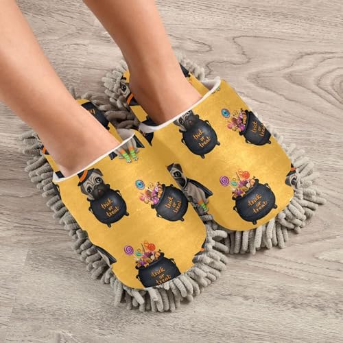 Burbuja Cute Dog Witch Costume Mop Slippers for Women Men