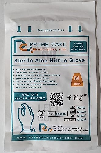 Prime Care Sterile Aloe Nitrile Gloves 25 Pairs Box