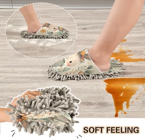 Bulletgxll Cartoon Rabbit Mop Slippers Washable Floor Mop