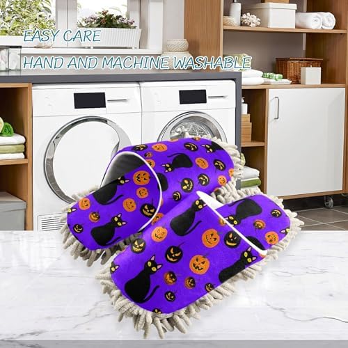 Burbuja Cats Pumpkins Mop Slippers for Wet and Dry Cleaning