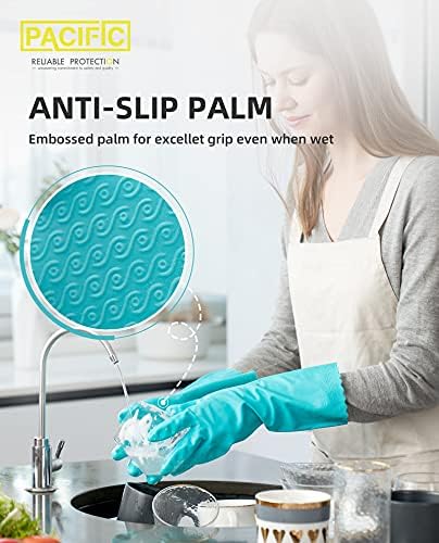 PACIFIC PPE 4 Pairs Reusable Dishwashing Gloves Green Medium