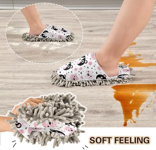 Panda Faces Microfiber Cleaning Slippers - L Size