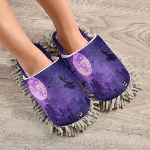 Zhirexin Dark Blue Mop Slippers for Home Cleaning