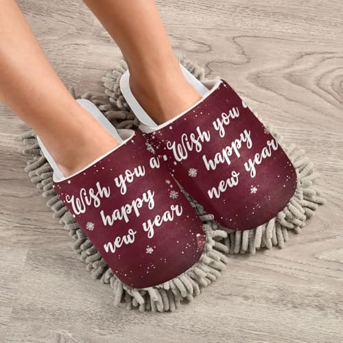RunningBear White Red Mop Slippers for Home Cleaning 1