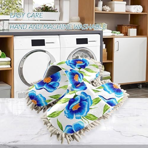 Burbuja Blue Flowers Mop Slippers - Absorbent Washable Unisex