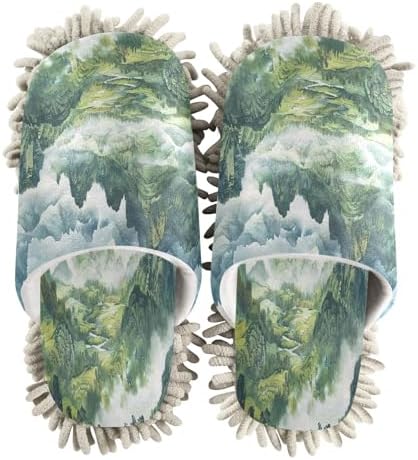Zhirexin Dark Green Mopping Slippers - Washable Cleaning Shoes