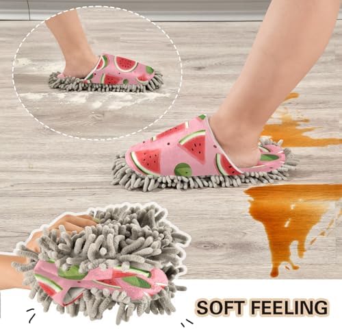 Watermelon Pattern Mopping Slippers for Men Women - Washable and Comfortable