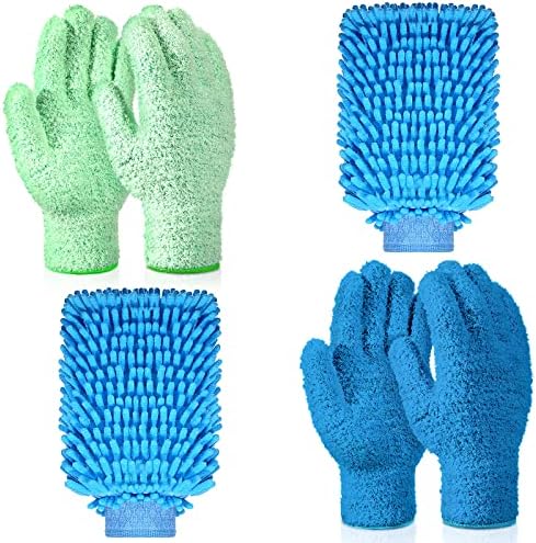 Potchen 6 pcs Microfiber Dusting Mitt Gloves for Cleaning Car and Home