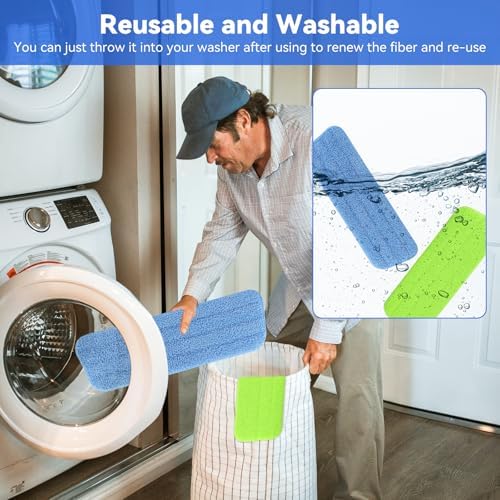 165 Inch Microfiber Mop Pads - 10 Pack Reusable Washable Replacement