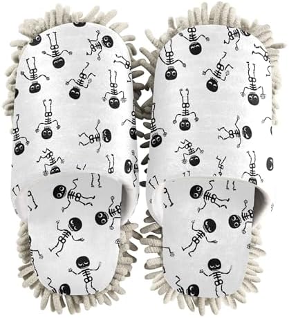 Burbuja Cartoon Skeletons Mop Slippers for Women Men