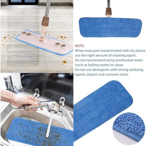 18 Inch Microfiber Spray Mop Replacement Heads - Blue 10 Pack