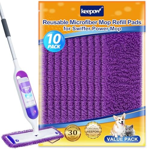 KEEPOW 10 Pack Reusable Mop Pads for Swiffer PowerMop 1