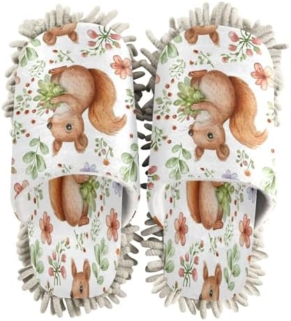 Zhirexin Cute Squirrel Cleaning Slippers - Mop Shoes for House Floor